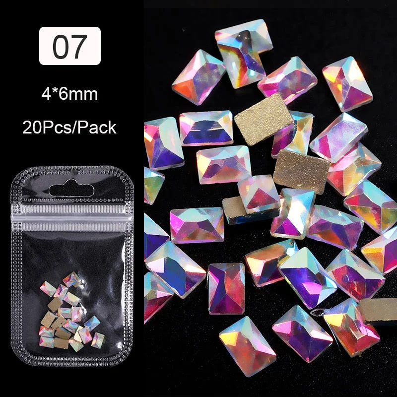 Crystals Clear AB Glass Rhinestone Stones Solid Flat Back Nail Ornaments Colorful Granular Three-Dimensional Nail Art Decoration-Nail Inspo