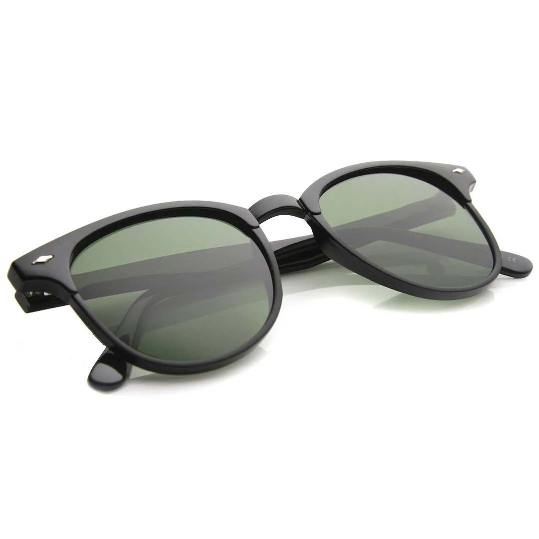 Retro Slim Temples Square Lens Horn Rimmed glasses 49mm