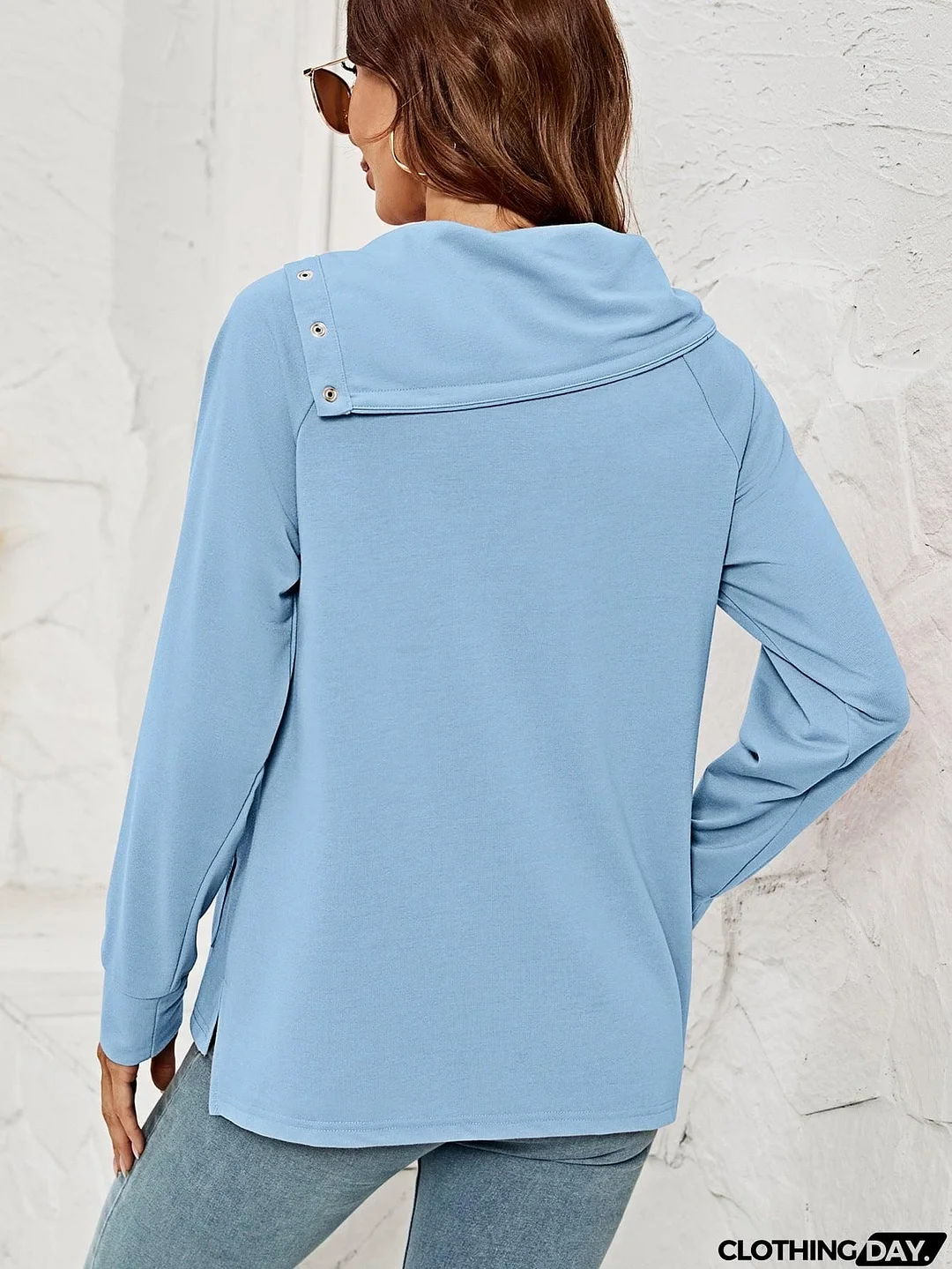 Raglan Sleeve Slit High-Low Sweatshirt