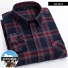Pure cotton plaid casual square collar pocket long sleeve shirt