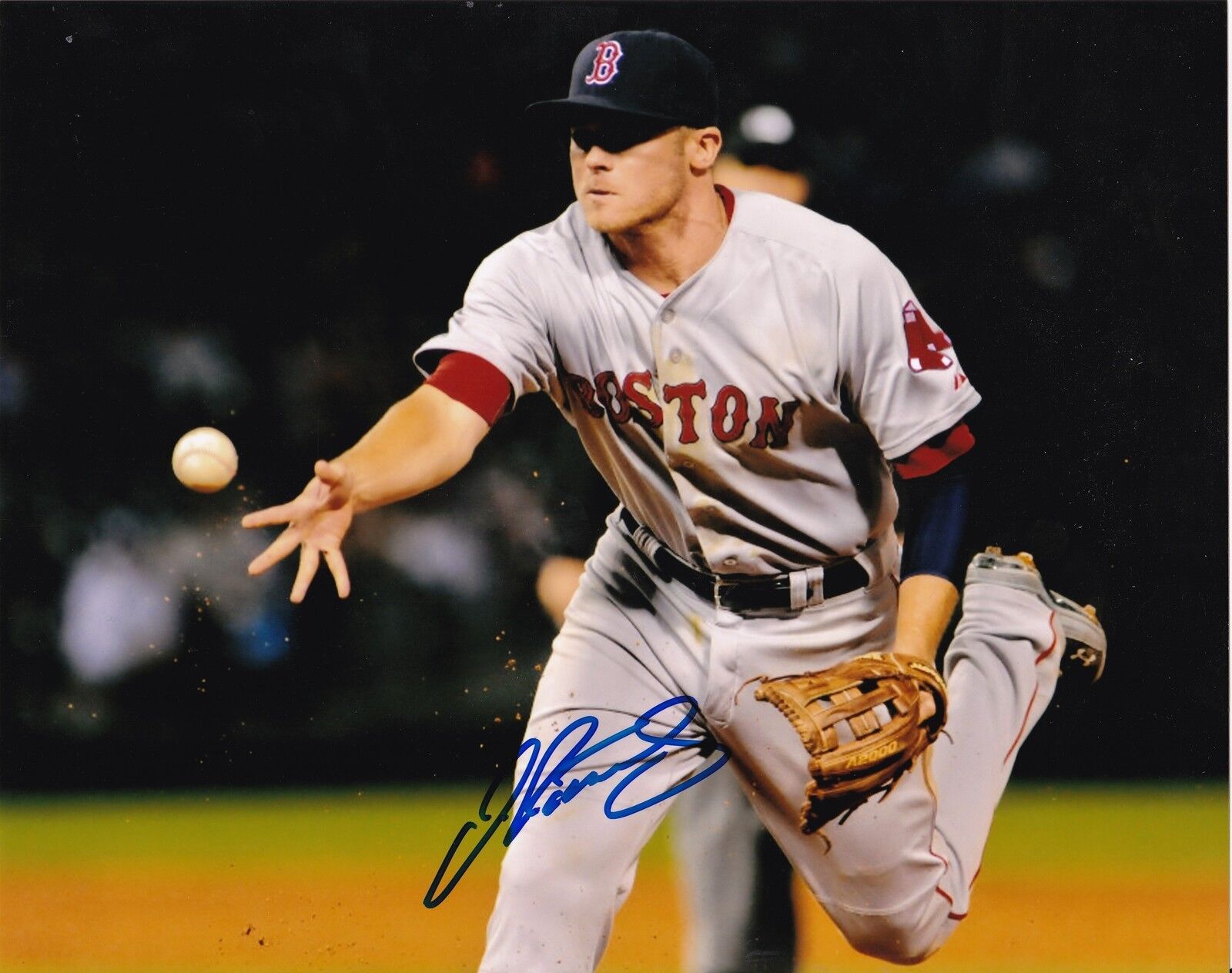 JOSH RUTLEDGE BOSTON RED SOX ACTION SIGNED 8x10