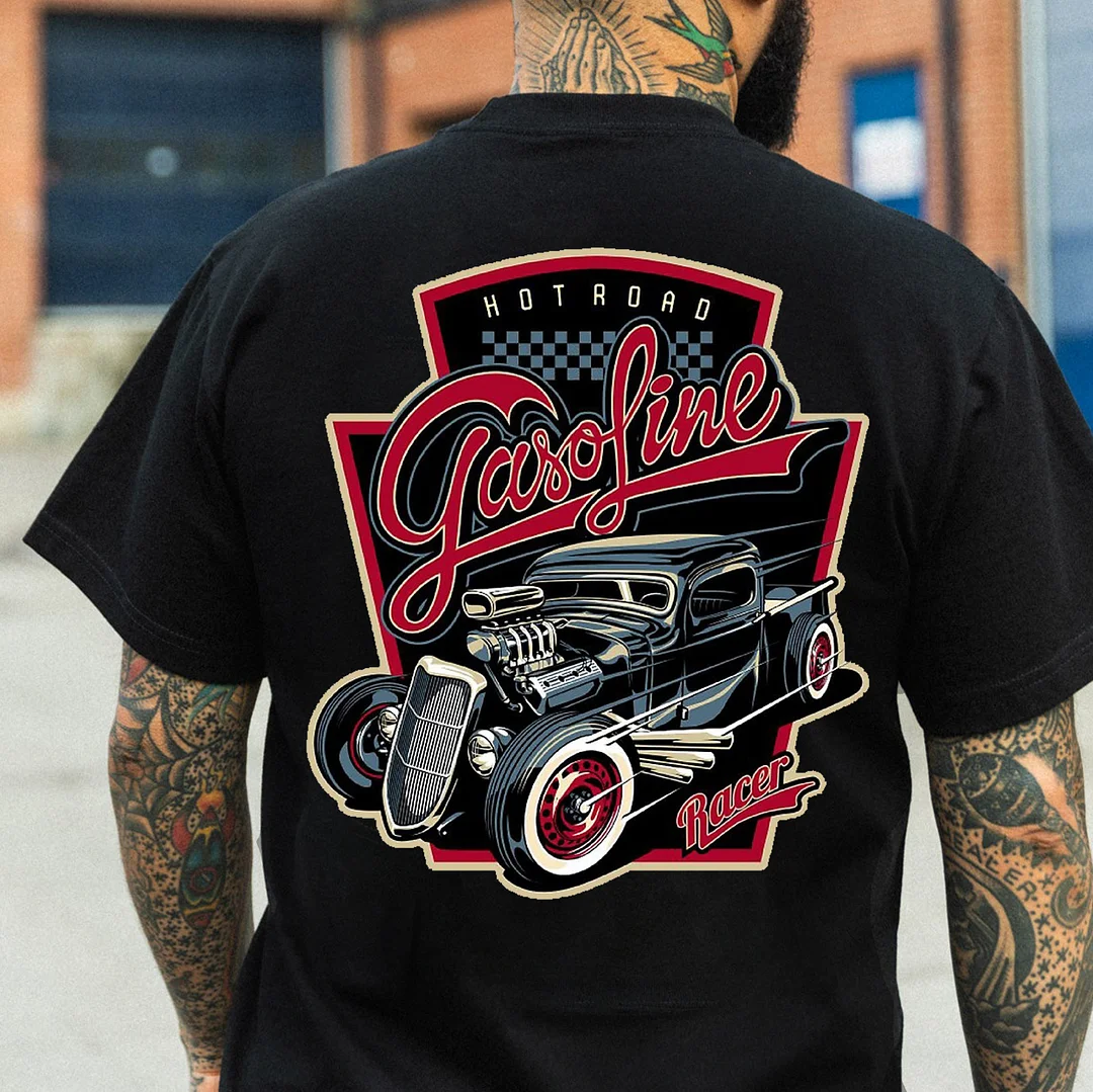 HOT ROAD GASOLINE RACER Classic Car Print Men's T-shirt
