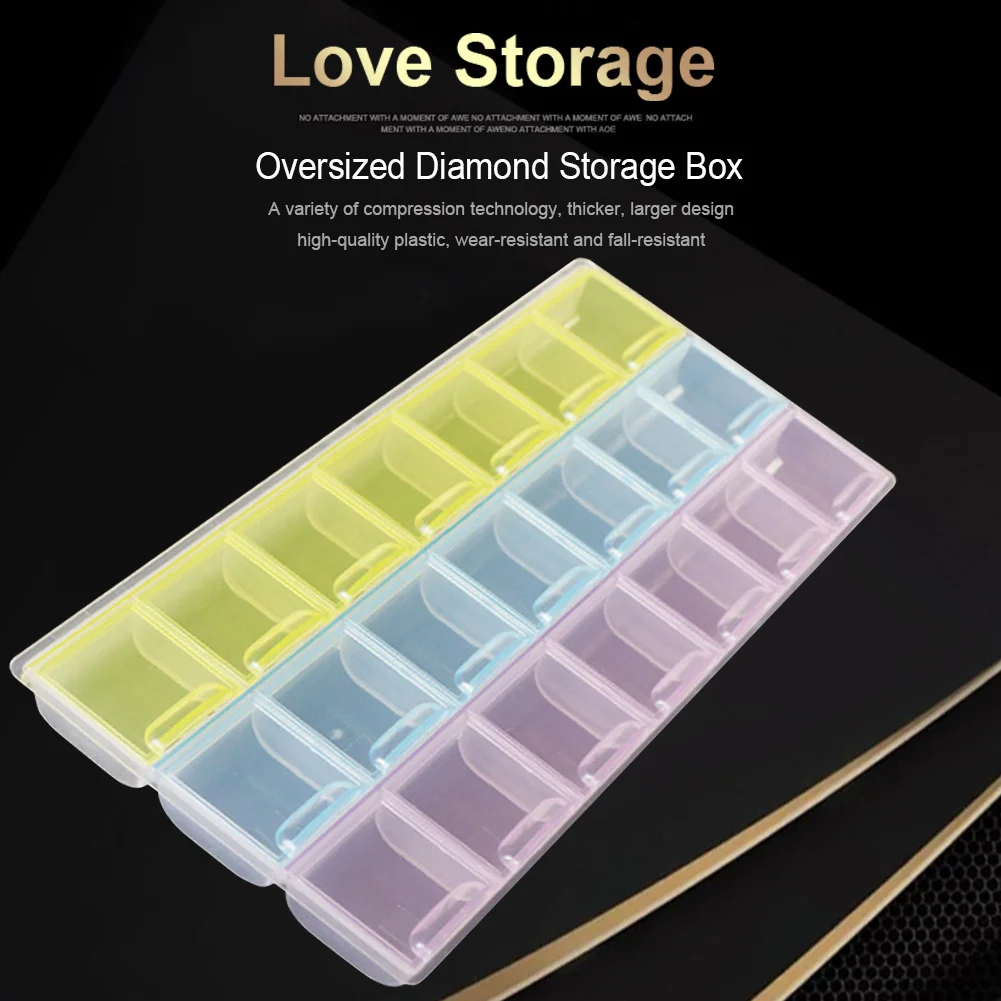 21 Grids Nail Art Storage Box Diamond Painting Crystal Beads Holder Case