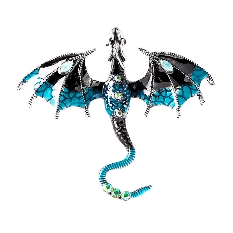 Retro Pin Animal Dragon Alloy Enamel Rhinestones Unisex Brooches