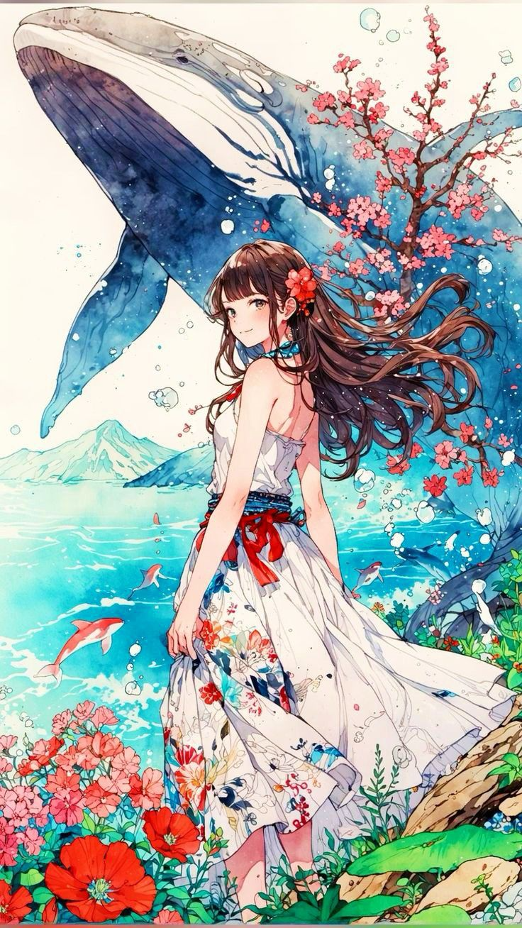Partial AB Drill - Anime Girl  - Full Round Drill Diamond Painting40*70CM(Canvas)