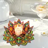 Peinture en diamant en 5D bricolage, d&eacute;coration de bureau en acrylique, bougeoirs fleurs, d&eacute;coleur de bureau maison faite main pour adultes d&eacute;butants (Lotus-A jaune et vert)