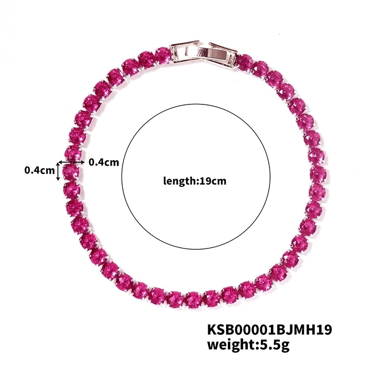 Hip-Hop Solid Color Copper Inlay Zircon K Gold Plated Rhodium Plated Unisex Tennis Bracelet