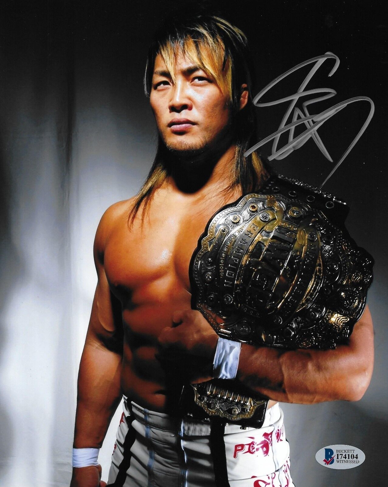 Hiroshi Tanahashi Signed 8x10 Photo Poster painting BAS COA New Japan Pro Wrestling Belt Picture