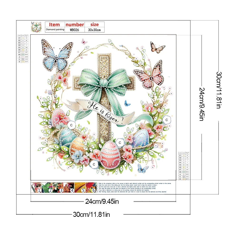 Diamond Painting - Partial Special Shaped Drill - Easter Cross(Canvas|30*30cm)