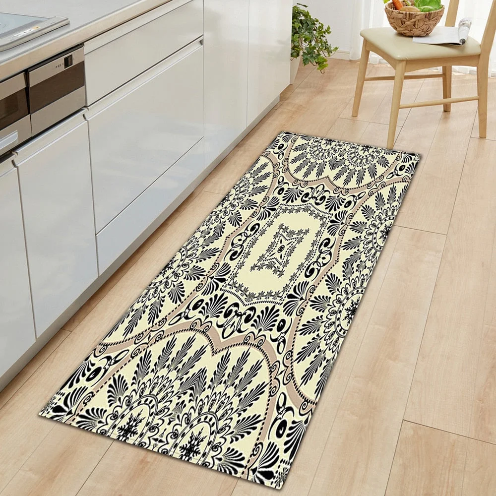 Kitchen Mat Strip Bedroom Entrance Door Mat Geometric Pattern Home Floor Decoration Living Room Carpet Bathroom Non-slip Carpet
