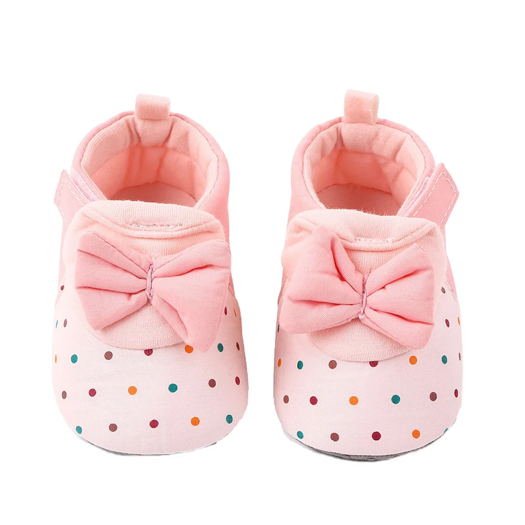 Newborn Toddler Baby Shoes, Anti-Slip Bowknot Cotton Shoes Prewalker Soft Sole Shoes for Baby Girls Solid First Walkers Princess