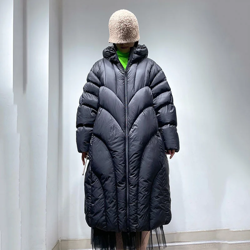 Woherb Jiangnan With The Same 2024 Winter New Thickened 90 White Duck Down Coat Hooded Jiangnan Wind Extended Female Down Jacket-Outfit Ideas