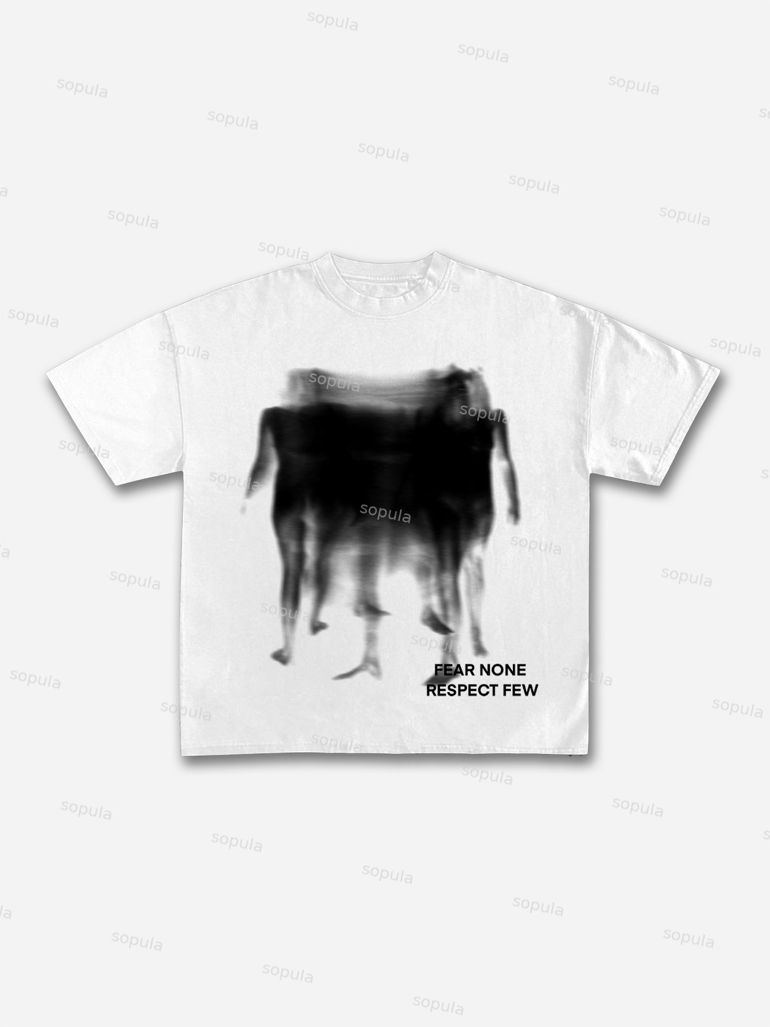 Fear None, Respect Few Abstract Fuzzy Shadow Graphic Cotton T-shirt - Sopula｜Premium Graphic Tees & Graphic Clothing