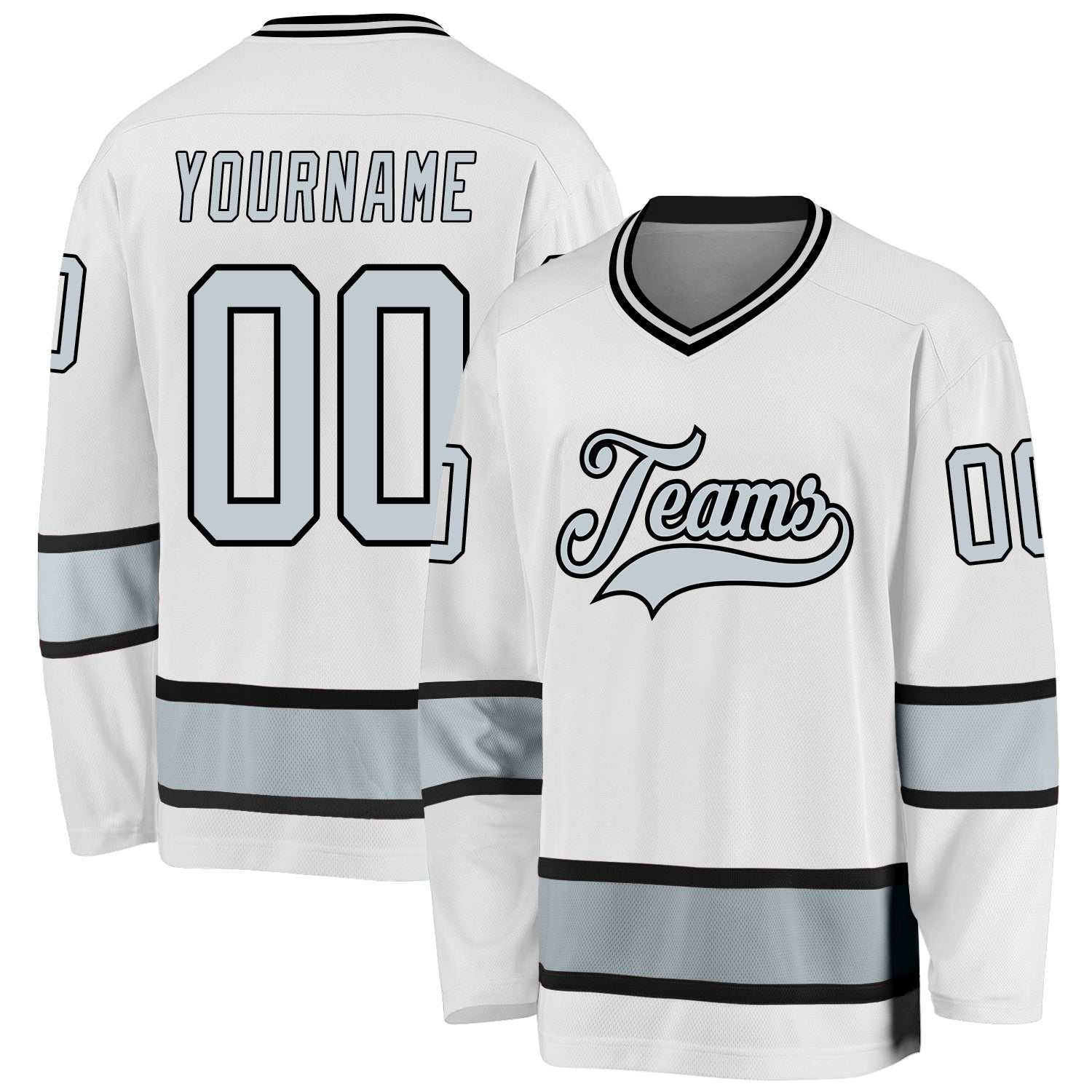 Custom White Silver-Black Hockey Jersey | captainssportss.com