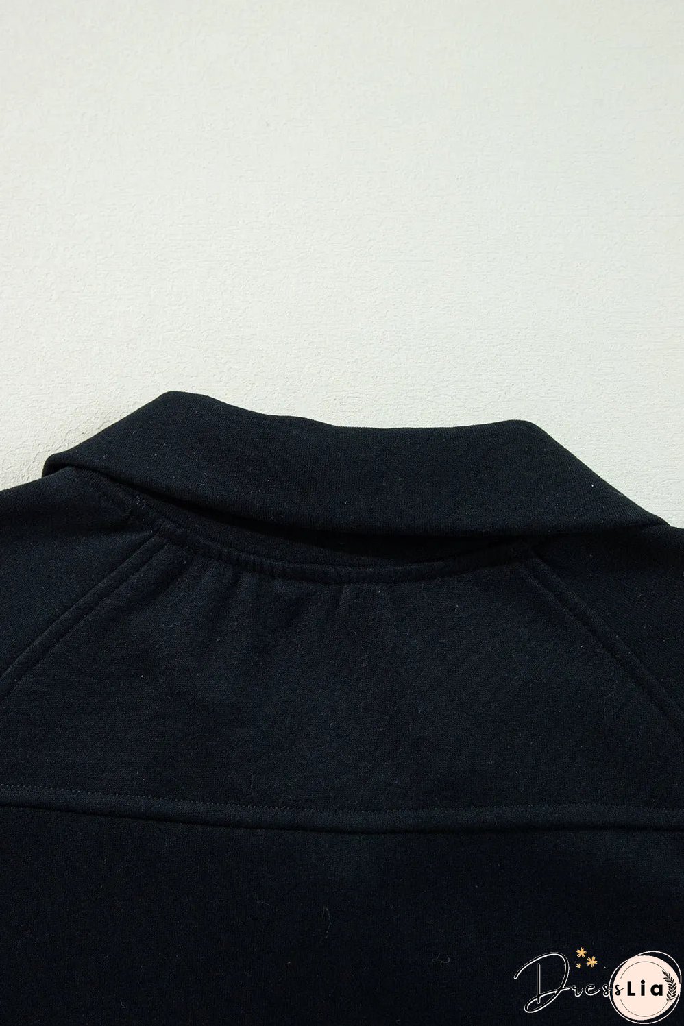 Black Quarter Zip Stand Neck Kangaroo Pocket Sweatshirt