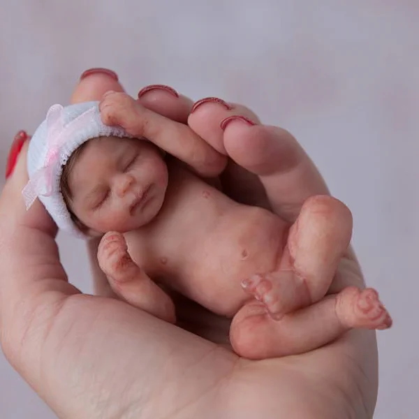 Newborn Full Body Silicone Reborn Miniature Doll Baby Doll, Realistic Sleeping Baby Doll 6 Inches Named Sienna -Creativegiftss® - [product_tag] RSAJ-Creativegiftss®
