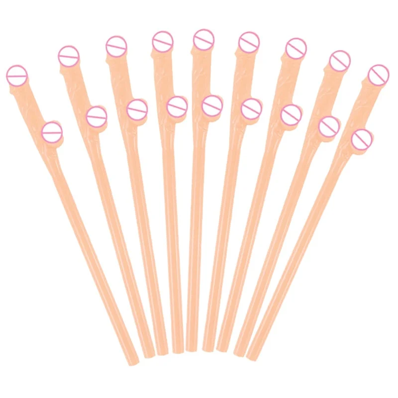 10pcs Drinking Penis Straws Bridal Shower Sexy Hen Night Bachelorette Party Decoration Nude Penis Straw Toy Bar Wedding Supplies