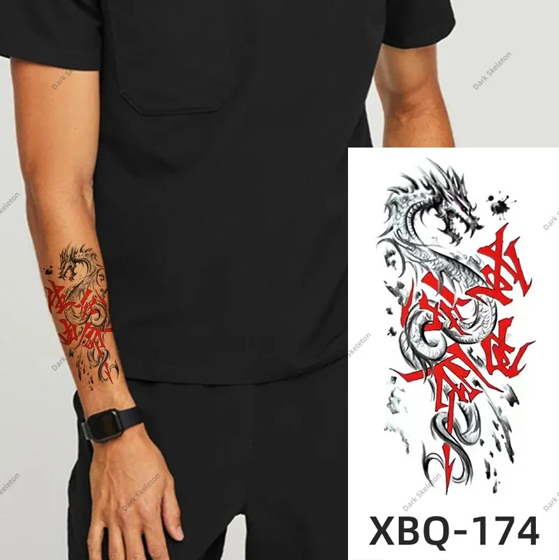 Sdrawing Black Forest Tattoo Sticker For Men Women Children Tiger Wolf Death Temporary Tattoo Fake Henna Skeleton King Animal Tatoo