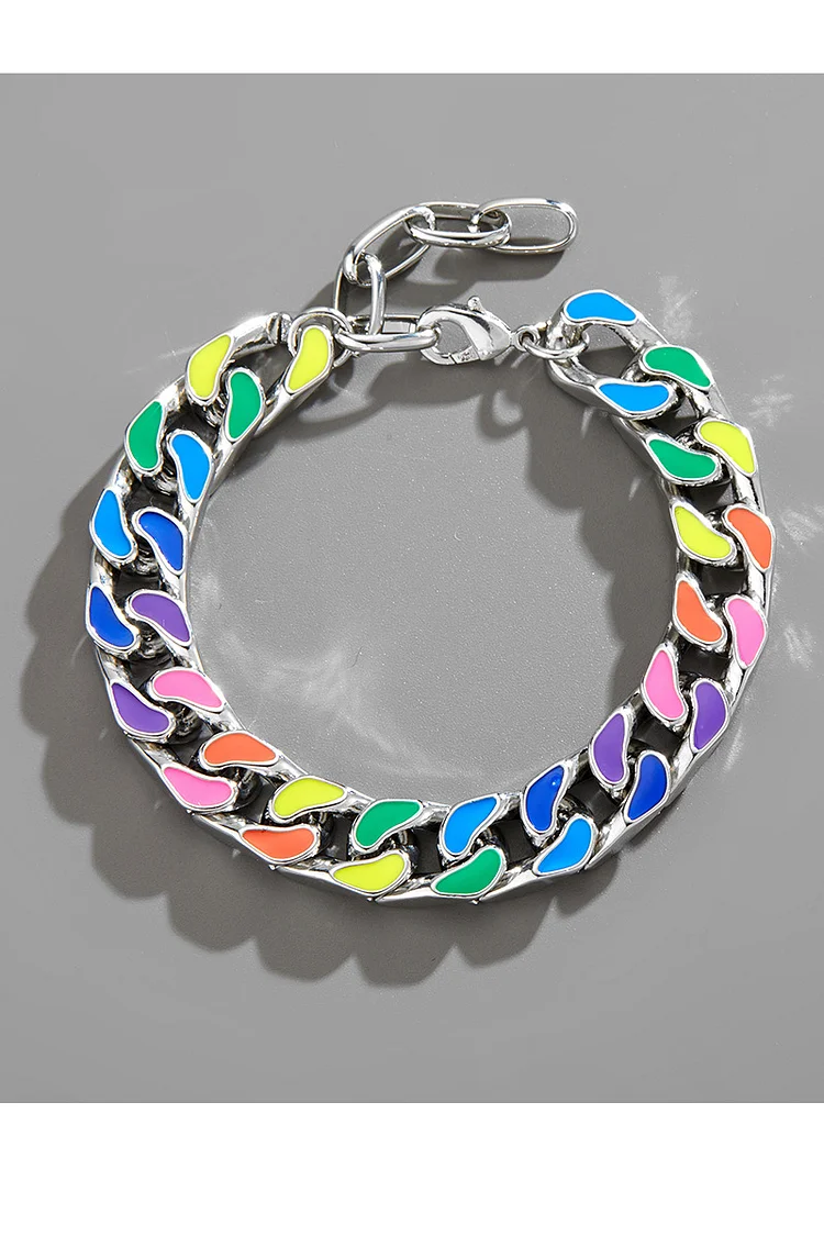 Rainbow Hip-Hop Metal Adjustable Bracelets