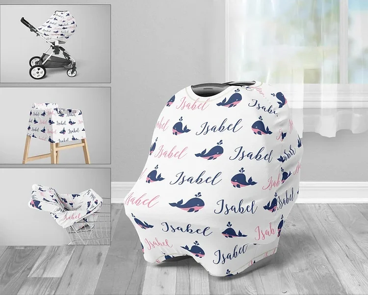 Personalized Whale Baby Car Seat Canopy| Canopyl147