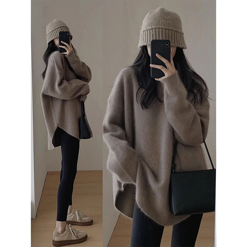 Athvotar Athvotar And Winter Women's New Top Temperament Long-Sleeved Knitted Shirt 2025 Autumn Women's New Fashion Sweater Bottom Shirt