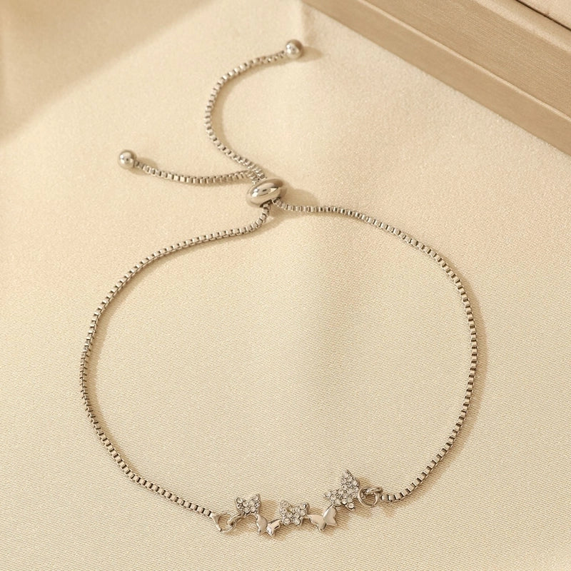 Minimalist Moon Flower Bow Knot Imitation Pearl Alloy Bracelets