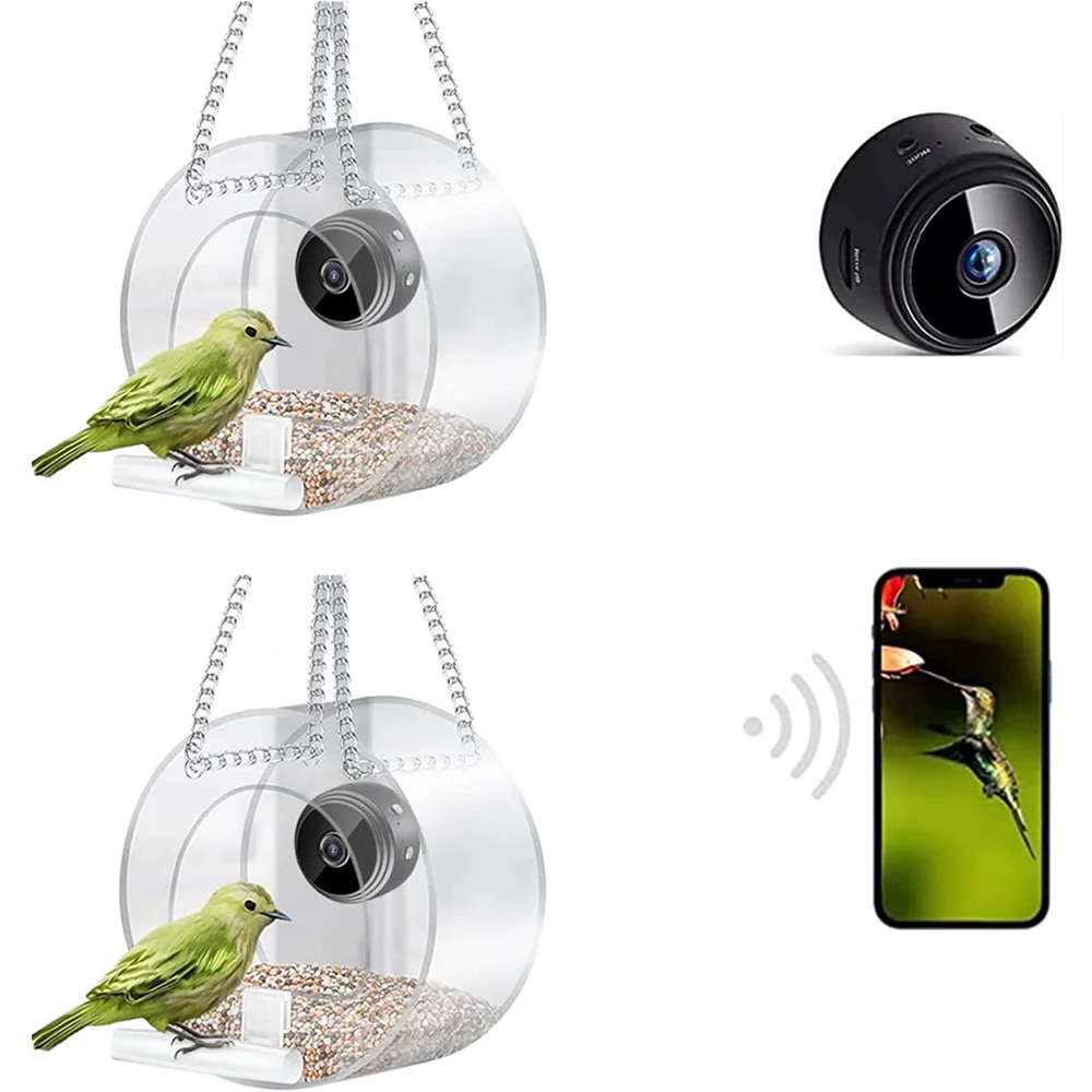 Outdoor smart hanging bird feeder with camera