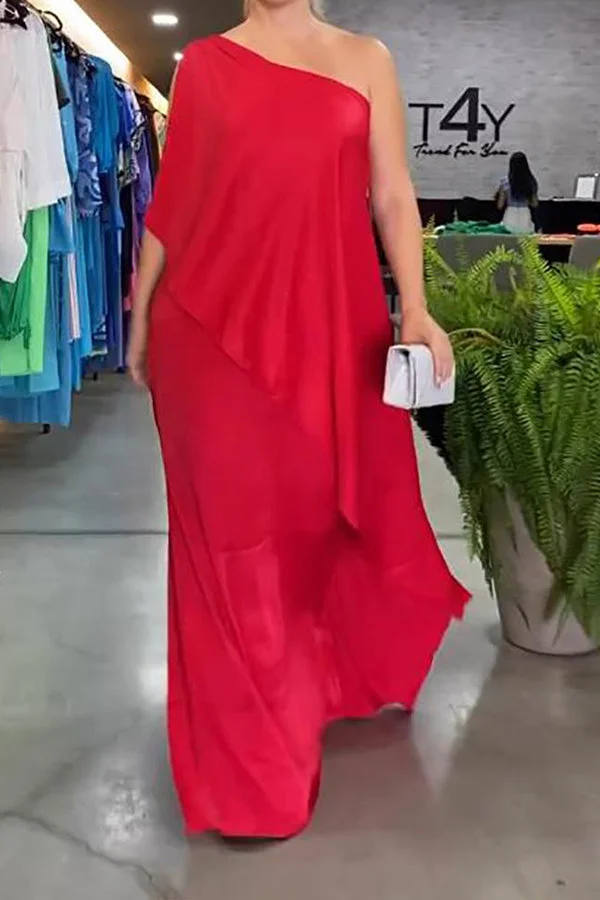 Sleeveless one-shoulder maxi dress