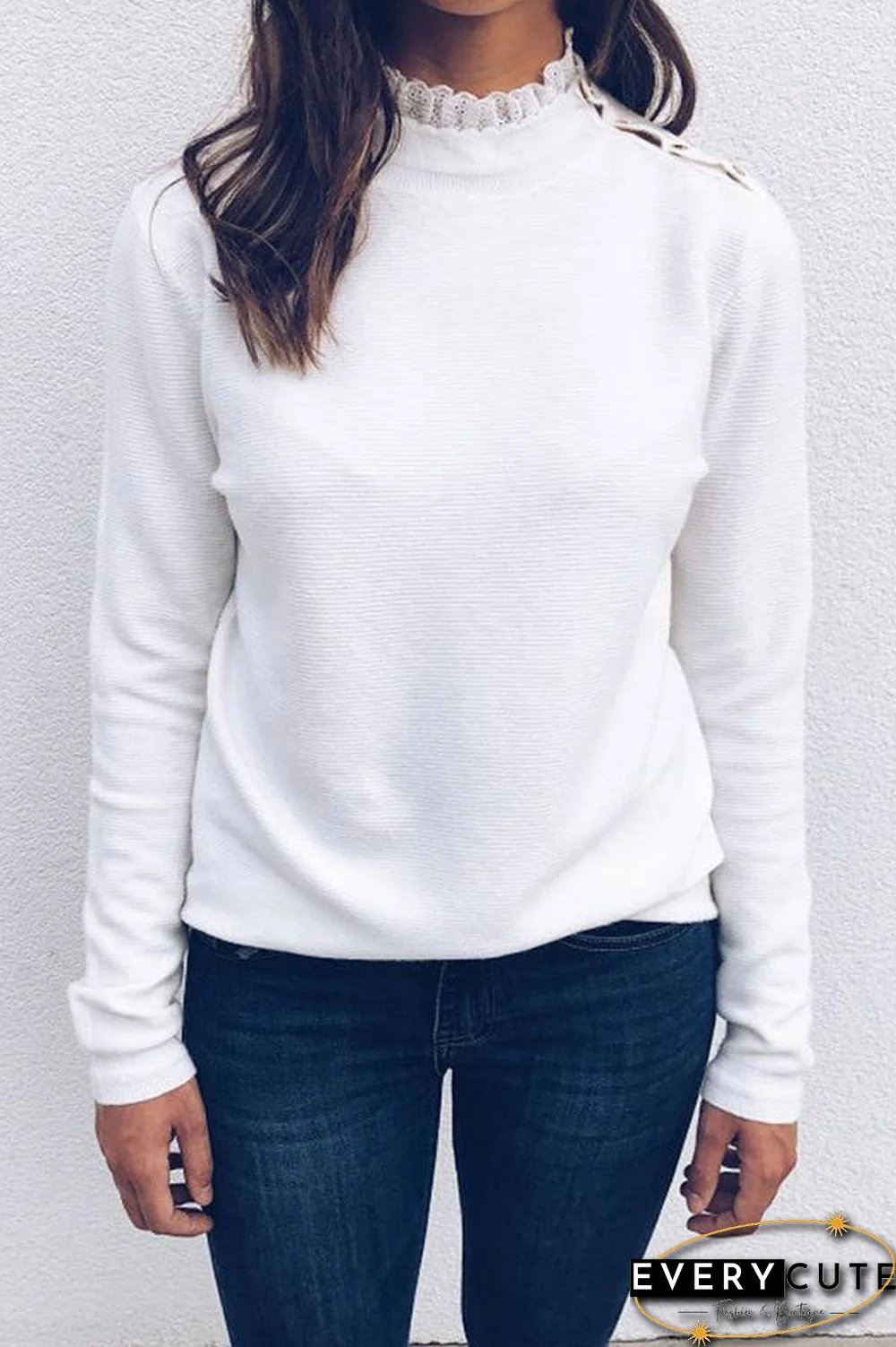 Trendy Lace Round Neck T-shirt P16026