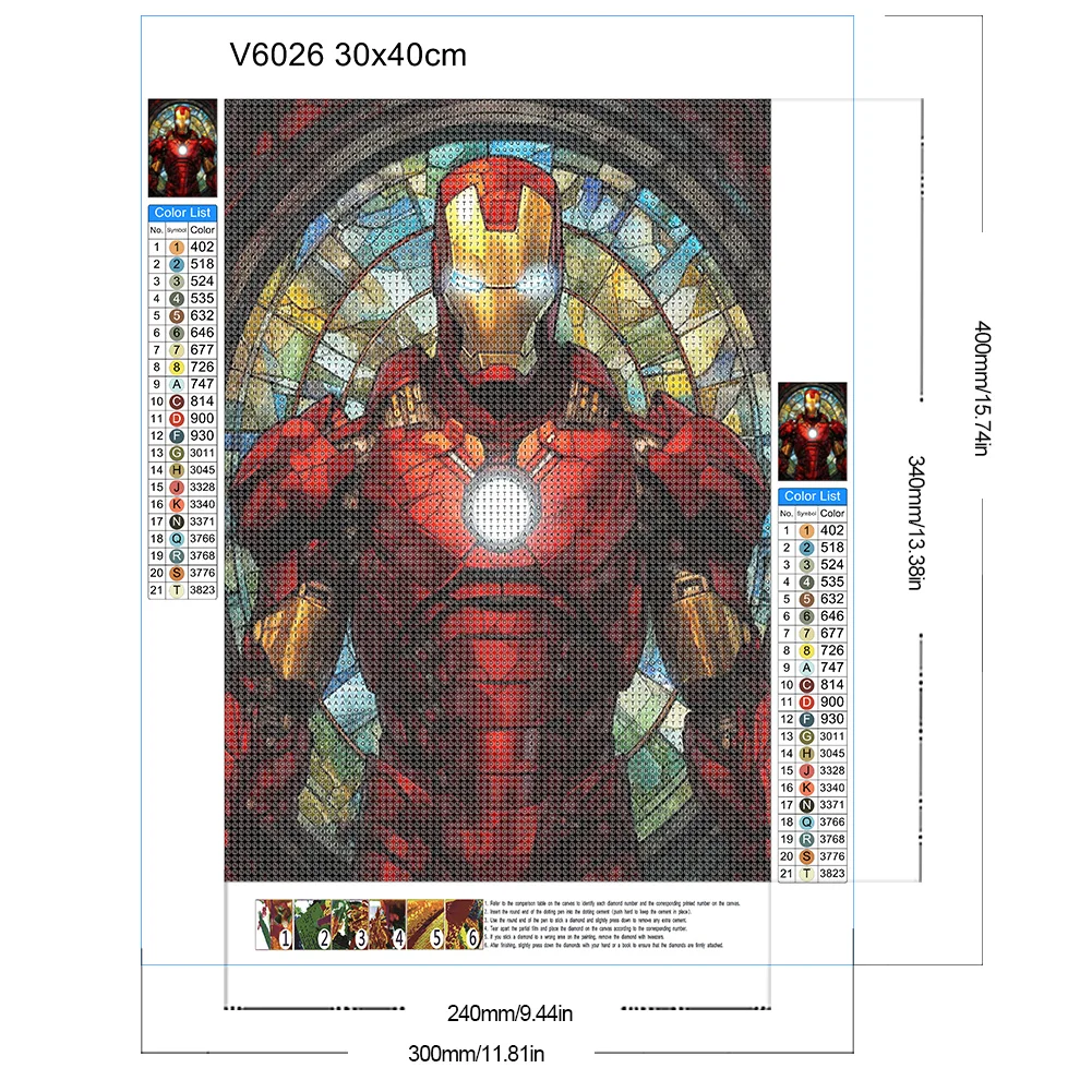 Diamond Painting - Full Round Drill - Stained Glass Iron Man(Canvas|30*40cm)