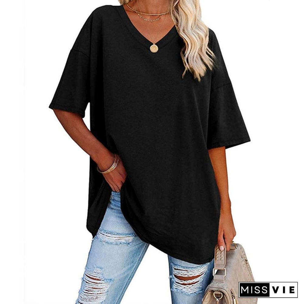 XS-8XL Spring Summer Tops Plus Size Fashion Clothes Womens Casual Short Sleeve Tee Shirts