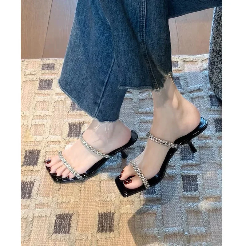 Breakj Breakj New Summer Wear Cool Drag High Heel Sandals French High-End Water-Drilled Slippers Fairy Shoes