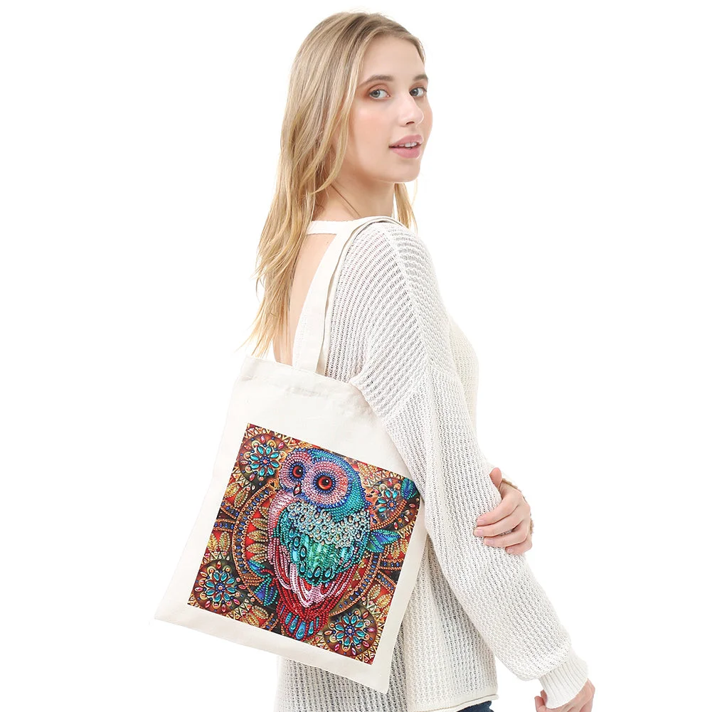 DIY Owl Diamond Painting Shopping Tote Bags Mosaic Kit Art Drawing (BB015)