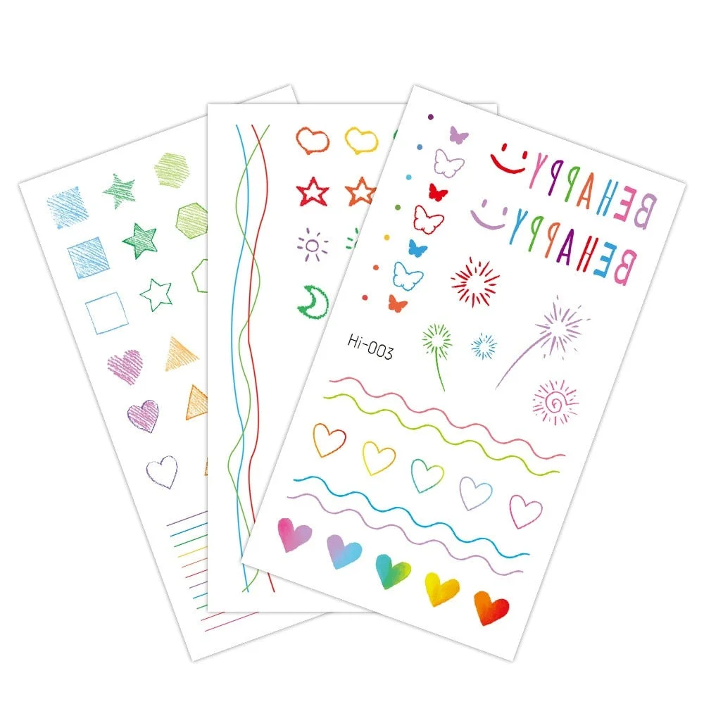 15 kinds Cute Small Blue Light Luminous Temporary Tattoo Face Hand Sticker Party Disposable Noctilucent tatouage temporaire