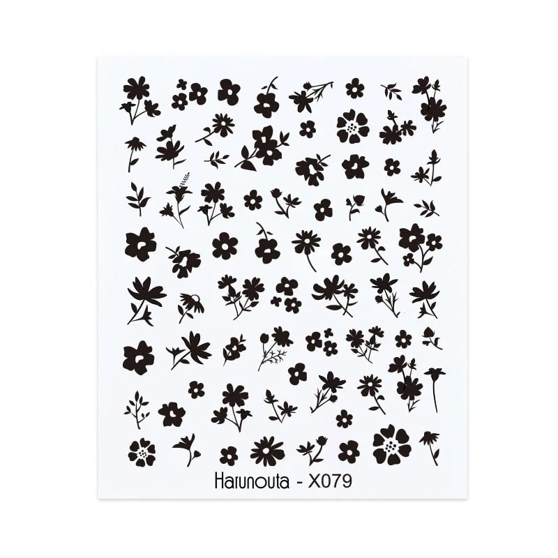 Harunouta Leaves Flowers Tree Water Decals Slider For Nails Spring Flower Butterfly Snake Design Stickers Nail Art Decoration-Nail Inspo