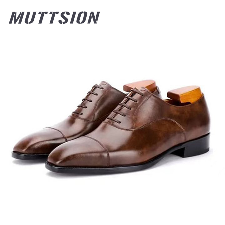MUTTSION Craft Cow Leather Sole Oxford Shoes Fiddle Back British Style Business Leather Shoes MUTTSION.COM MUTTSION