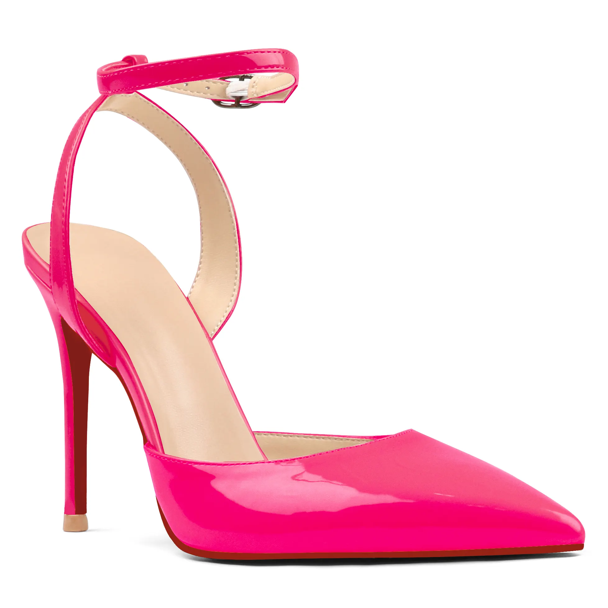 100mm Women&rsquo;s High Heels  Ankle Pointed Toe Strappy Stiletto Dress Party Wedding Slingback Pumps Shoes-vocosishoes