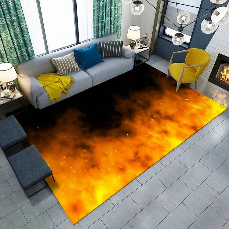 Flame Pattern Cool Rugs for Bedroom Kids Room Carpets In The Living Room Funny Floor Mat Home Decoration Doormat Play Mats Gifts