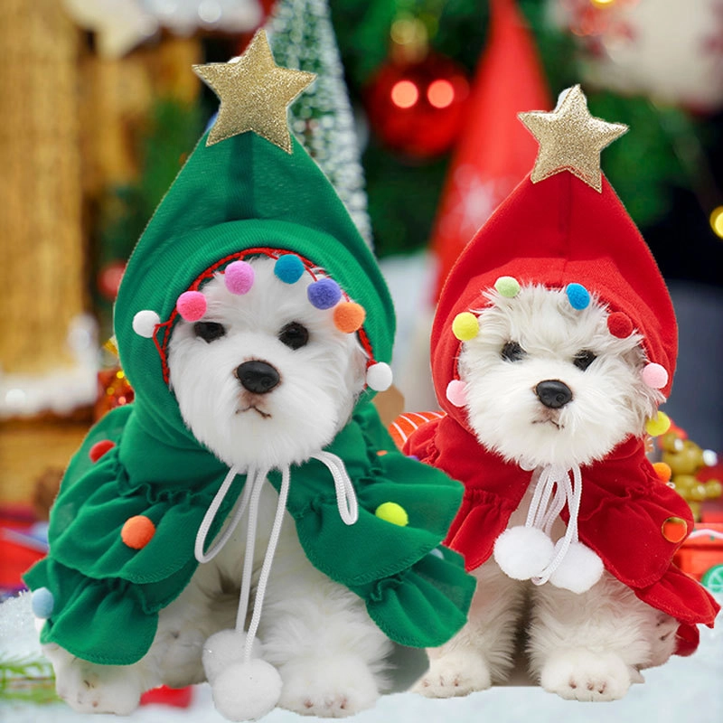 New Christmas Pet Clothes Small And Medium-sized Keji Fadou Christmas Tree Dog Cape Shawl Spot