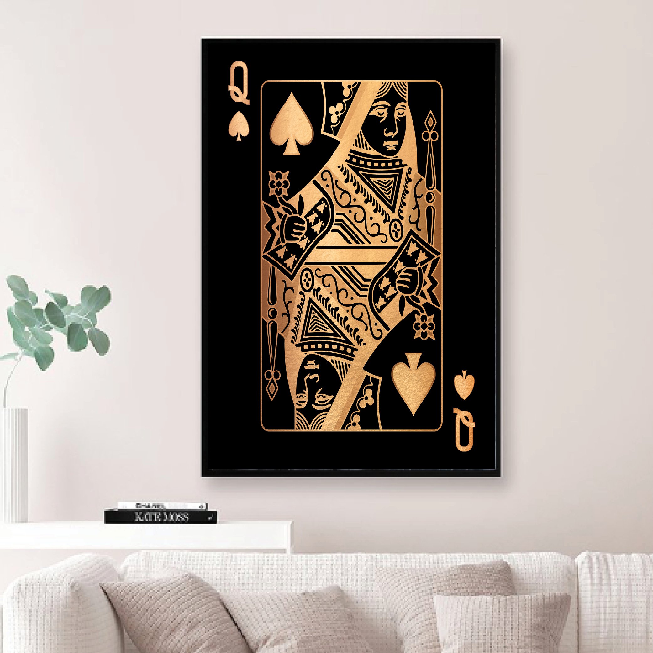 Queen of Spades - Gold Canvas Wall Art 