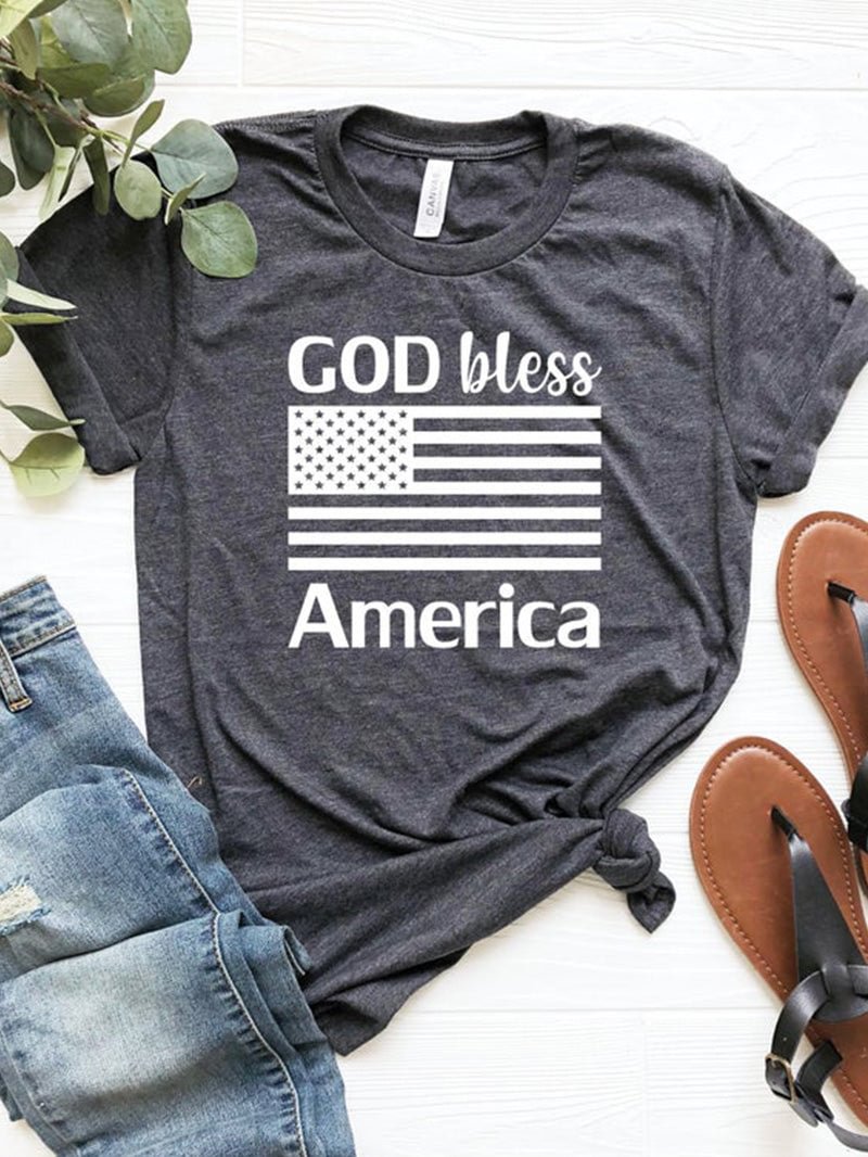 GOD Bless America  Grey T-shirt