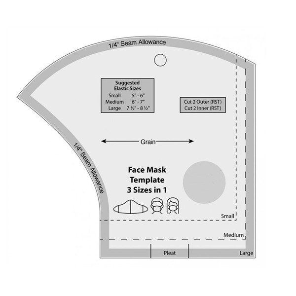 Face Mask Ruler Face Mask Template Ruler - Non Slip High Grade Acrylic - 3 sizes