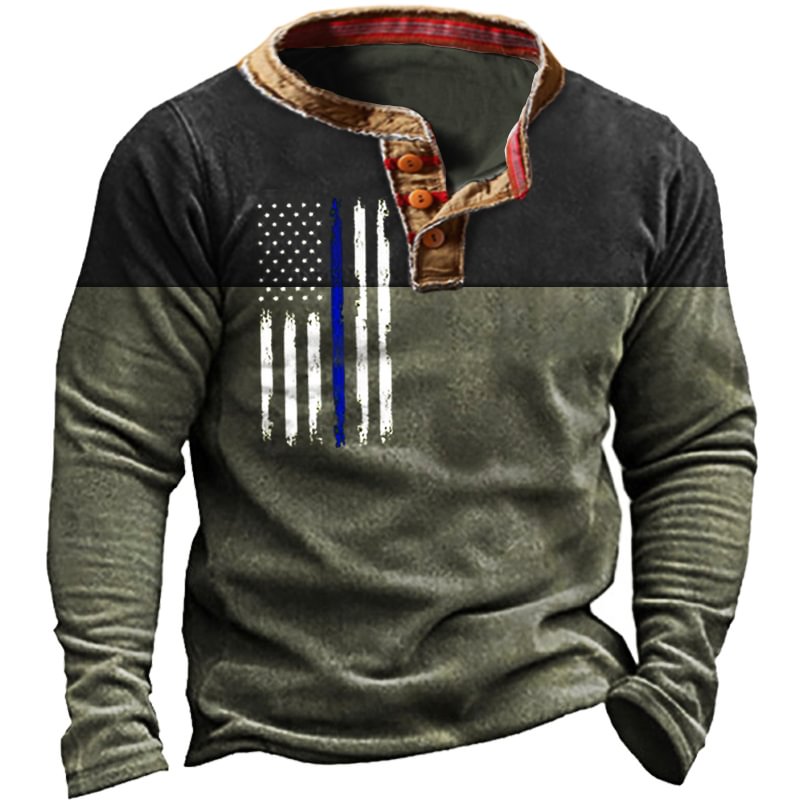 Men's Outdoor Polar Fleece Comfortable Retro Henley Collar Sweatshirt-Compassnice®