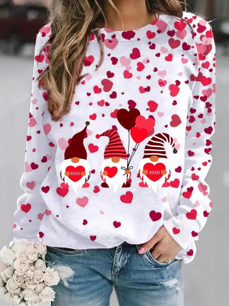 Women's Long Sleeve Scoop Neck Love Printed Graphic Tops