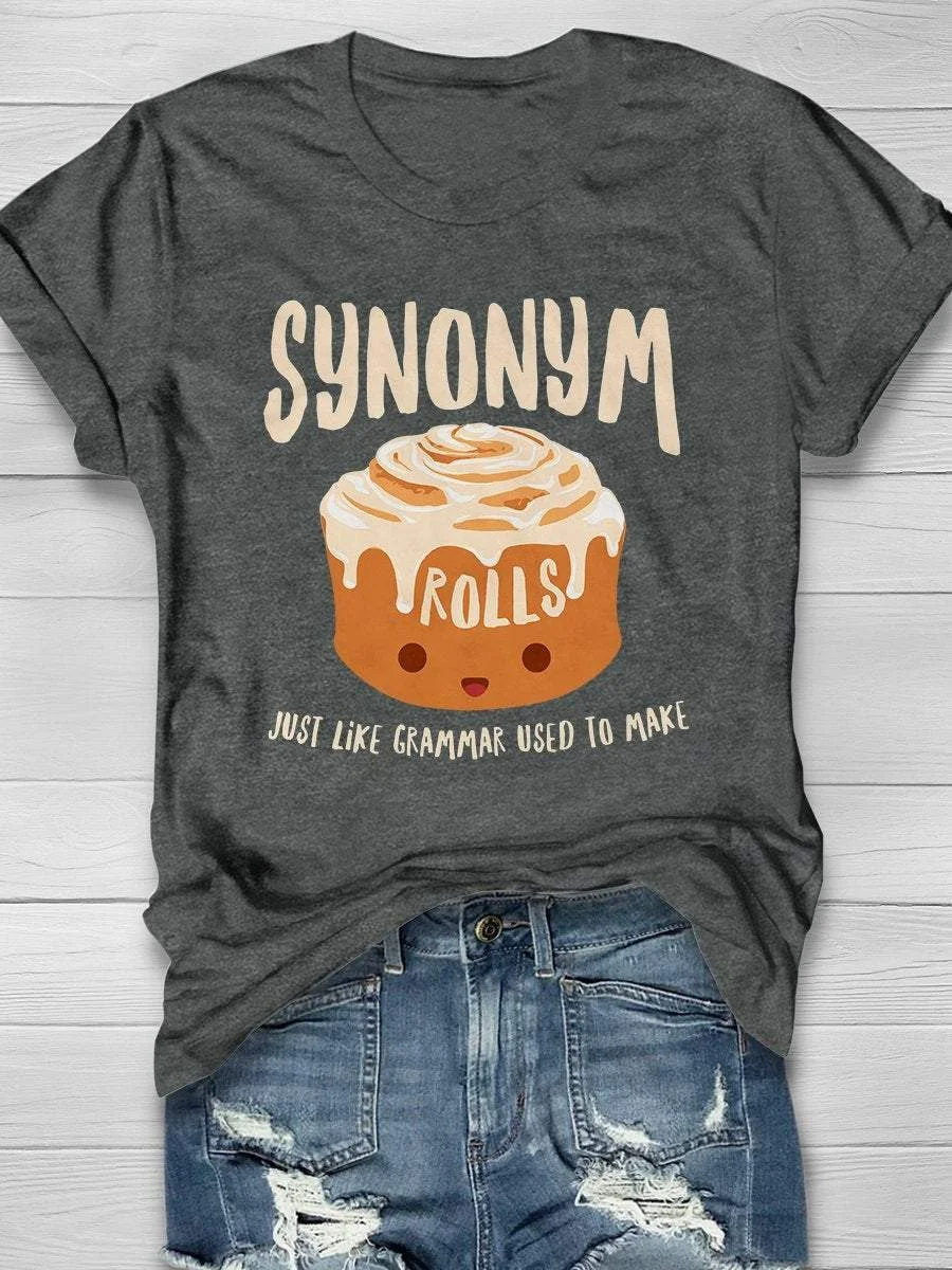 Synonym Rolls Teacher Print Short Sleeve T-shirt