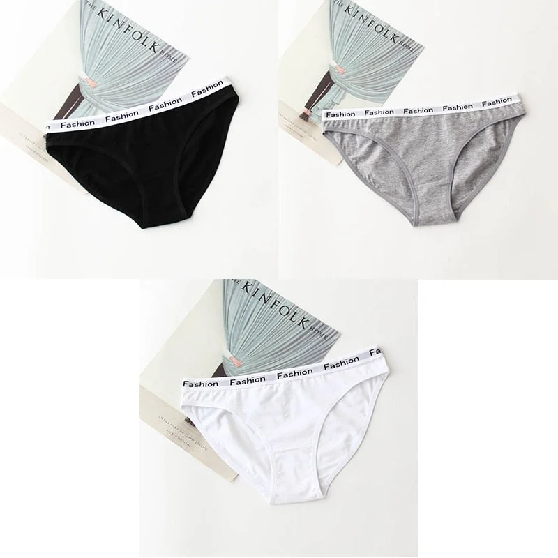 M-2XL Cotton Panties Female Underpants Sexy Panties for Women Briefs Underwear Plus Size Pantys Lingerie 3PCS/Set 5 Solid Color
