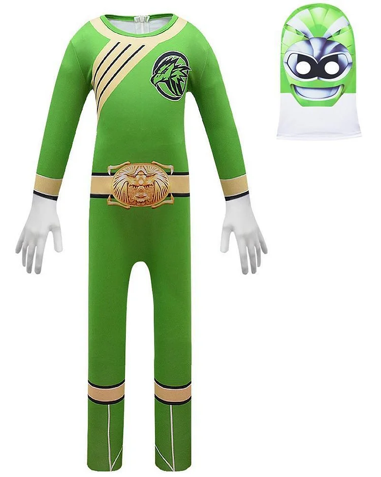 Mayoulove Boys Green Wild Force Ranger Kids Cosplay Halloween Costume-Mayoulove