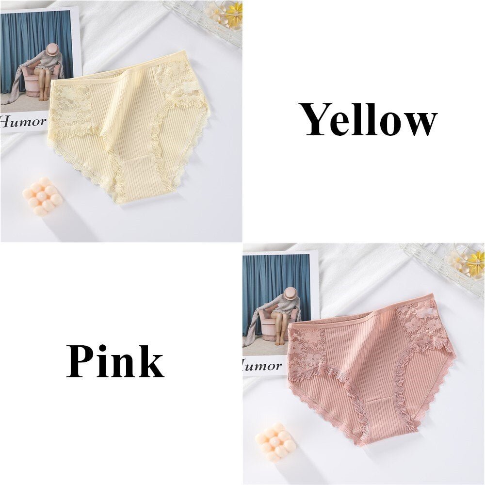 Cotton Panties For Women Comfortable Underwears Panty Sexy Lace High-Waist Underpants Female Lingerie Plus Size Ladies Briefs