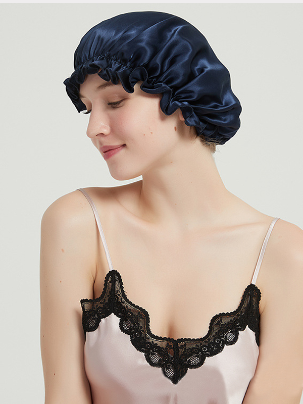 Silk Sleep Cap Ruffled Style-Chouchouhome