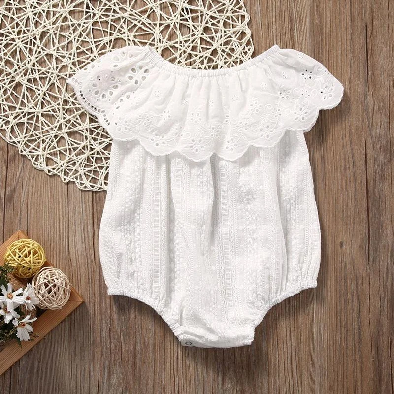 Toddler Infant Newborn Baby Girls Romper Fashion Jumpsuit Lace White Sunsuit Outfits 1Piece Clothes